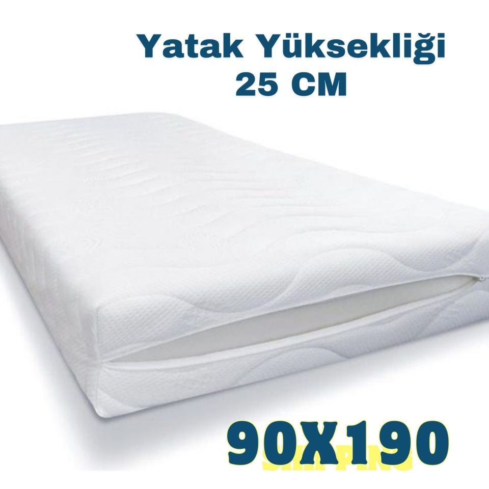 Mellowtex Fermuarlı Örme Yatak Kılıfı 90*190 Ölçülü Su Geçirir.Yatak Yüksekliği 25 Cm