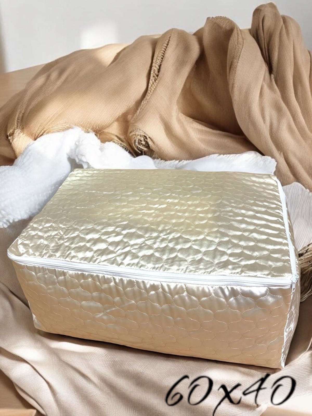 60 boy 40 en Çeyizlik Saten Yorgan Yastık Saklama Hurcu-Baza altı düzenleyici Hurç(3adet)