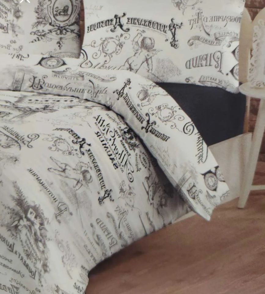 Siyah Beyaz 160x200 Flanel Pazen Çift Kişilik Nevresim Takımı