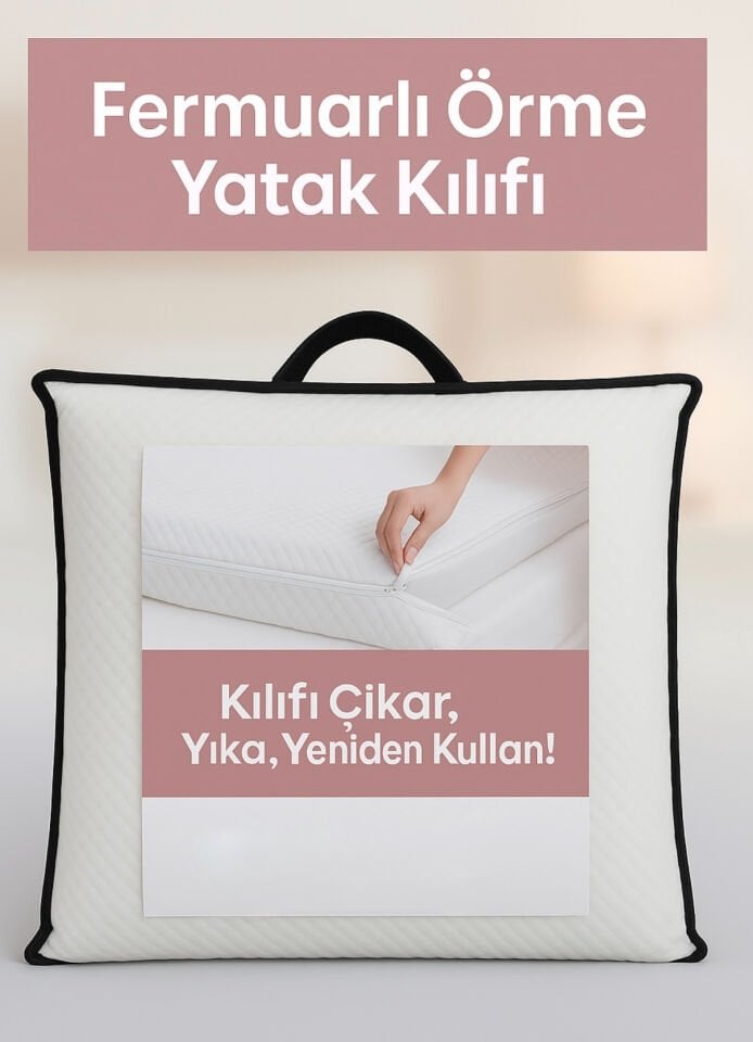 Mellowtex Fermuarlı Örme Yatak Kılıfı 160*200 Ölçülü Su Geçirir.yatak Yüksekliği 30 Cm