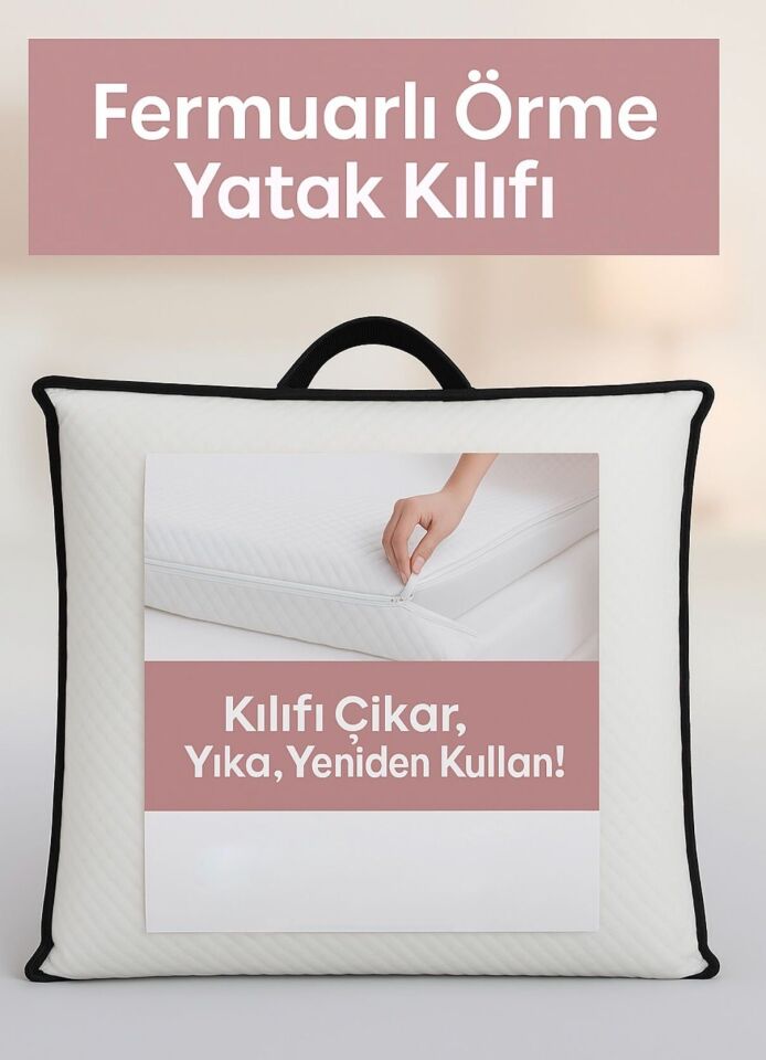 Mellowtex Fermuarlı Örme Yatak Kılıfı 120x200  20 Adet Sıvı Geçirme Özelliği Vardır  Alez Değildir.%100 Polyester Örme Kumaş