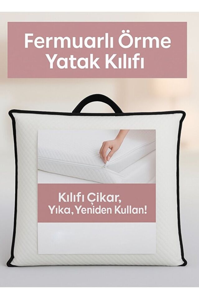Mellowtex Fermuarlı Örme Yatak Kılıfı 160x200 Ölçülü Sıvı Geçirir Yatak Yüksekliği 30 Cm