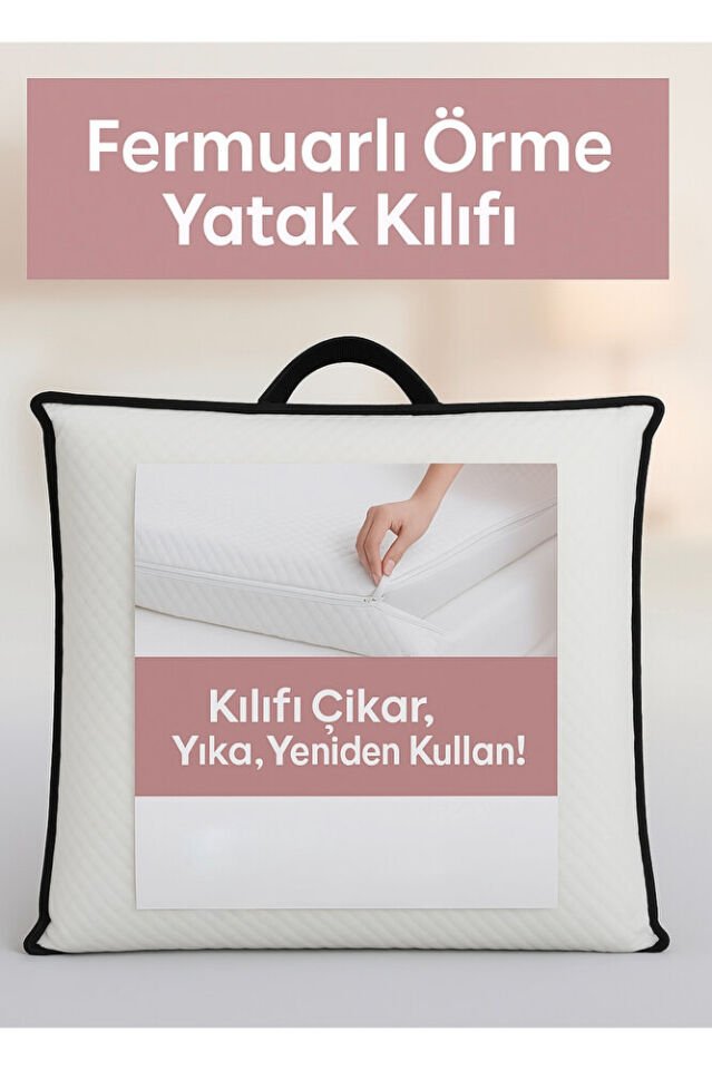 Mellowtex Fermuarlı Örme Yatak Kılıfı 90x190 Ölçülü Sıvı Geçirir Yatak Yüksekliği 25 Cm