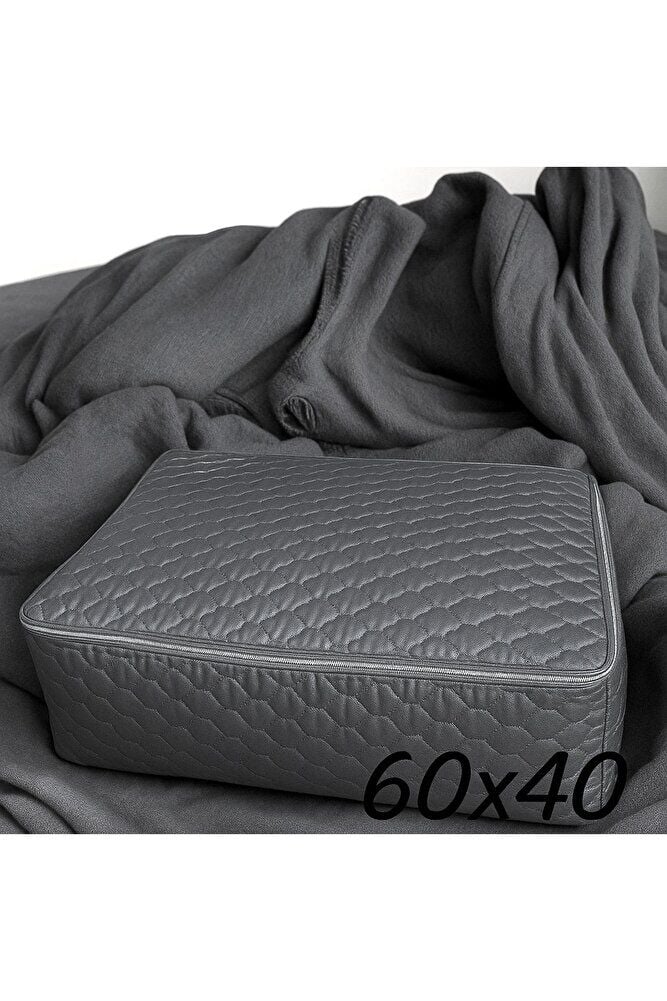 Küçük + Orta + Büyük Boy Çeyizlik Saten Saklama Hurcu Baza Altı Düzenleyici 3’lü Set Koyu Gri