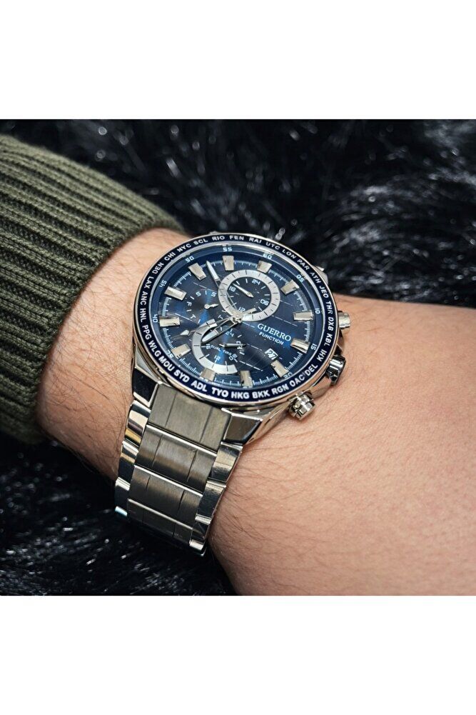 Erkek Kol Saati Paslanmaz Çelik Kasa ve Kordon Lacivert Kadranlı Fonksiyonel 2 YIL GARANTİLİ