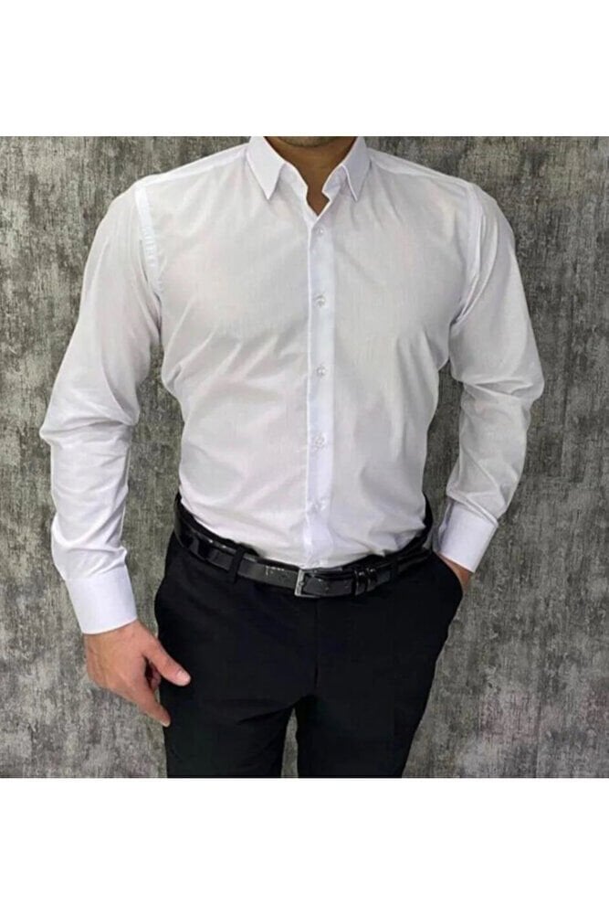 Erkek Slim Fit Klasik Beyaz Gömlek
