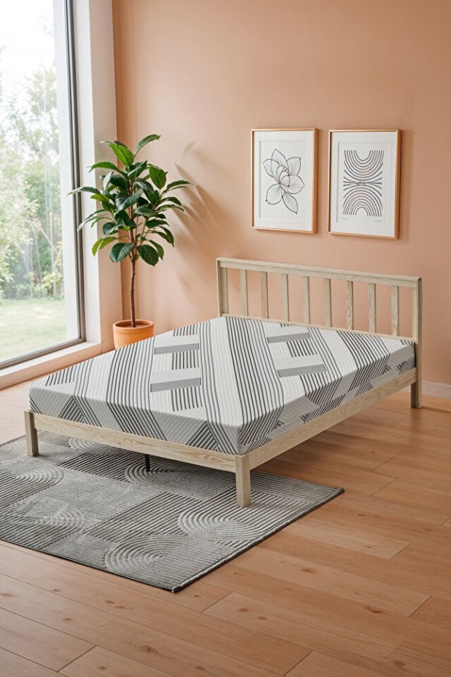 Mellowtex Premium Luxury Modern Geometrik Desenli Fermuarlı Yatak Kılıfı Kumaşın Kalınlığı 400 Gram