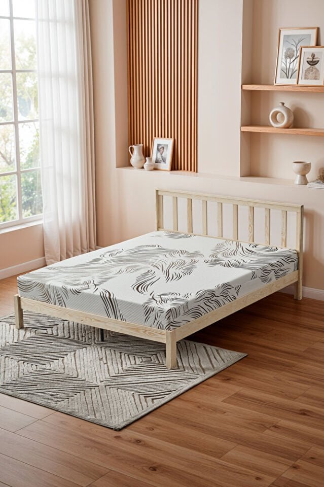 Mellowtex Premium Luxury Fermuarlı Yatak Kılıfı Ekru Kahverengi Desenli Kumaşın Kalınlığı 400 Gram