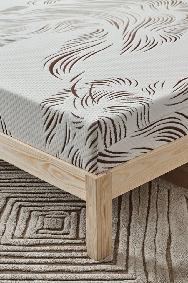 Mellowtex Premium Luxury Fermuarlı Yatak Kılıfı Ekru Kahverengi Desenli Kumaşın Kalınlığı 400 Gram