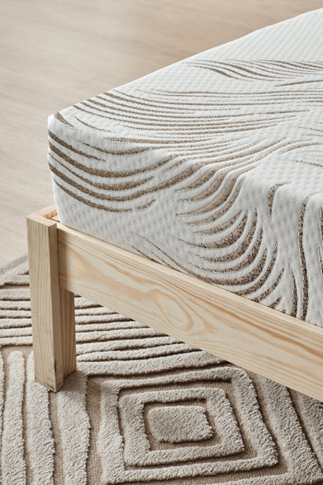 Mellowtex Premium Luxury Fermuarlı Yatak Kılıfı Ekru Kahverengi Desenli Kumaşın Kalınlığı 400 Gram