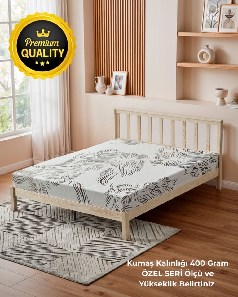 Mellowtex Premium Luxury Fermuarlı Yatak Kılıfı Ekru Kahverengi Desenli Kumaşın Kalınlığı 400 Gram