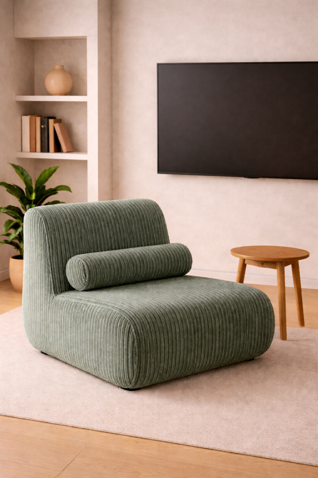 Modern Berjer Minimal Tekli Koltuk Yumuşak Dokulu Kumaş